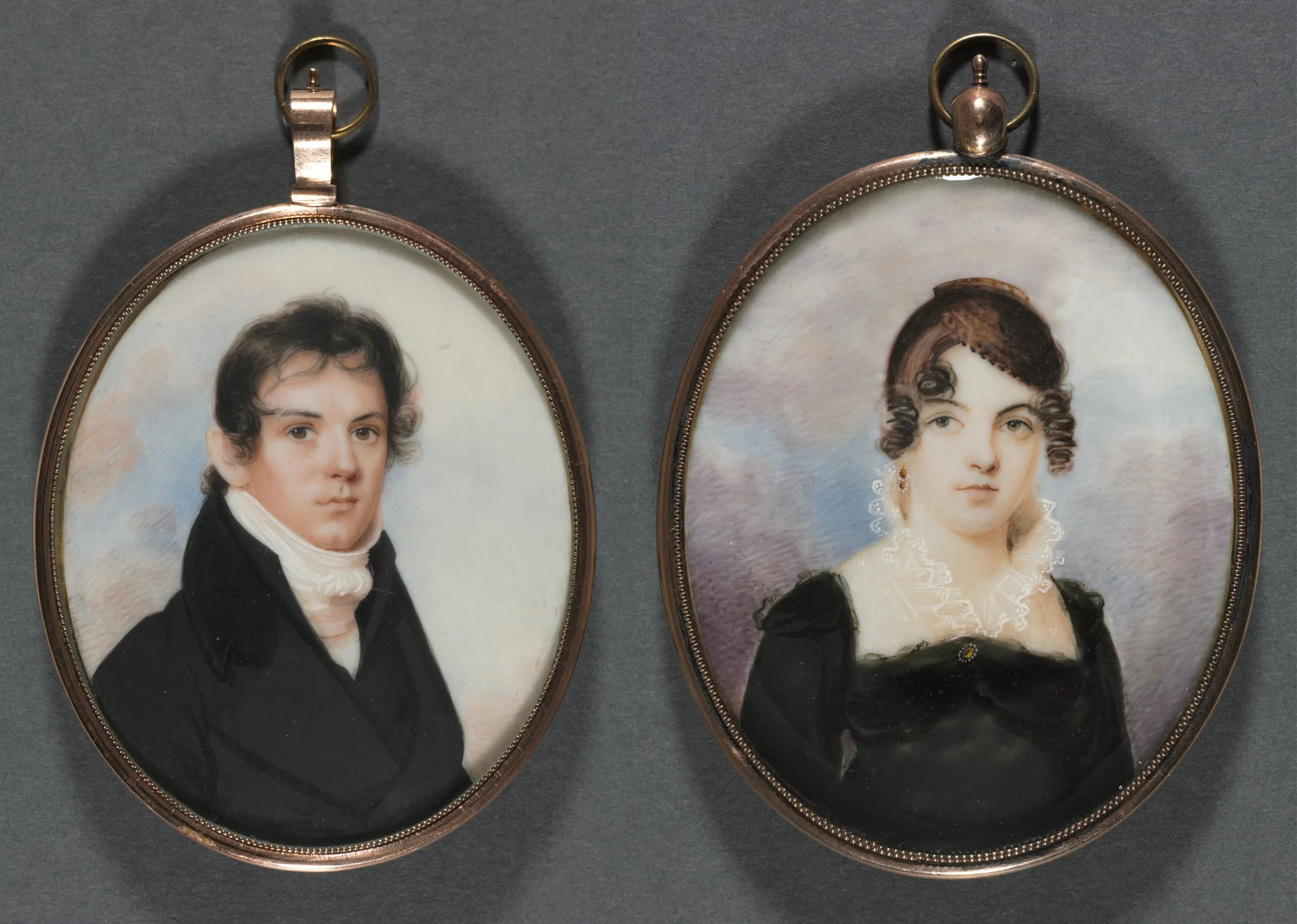 Pair of Portrait Miniatures, detail