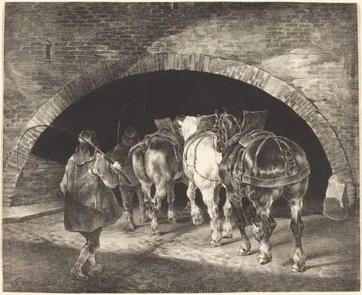 Adelphi Wharf, by Théodore Géricault, ink, 1821
