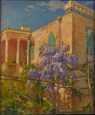 A House with Flowering Trees along the Amalfi Coast of Italy, by Constantin Westchiloff, oil, 1928