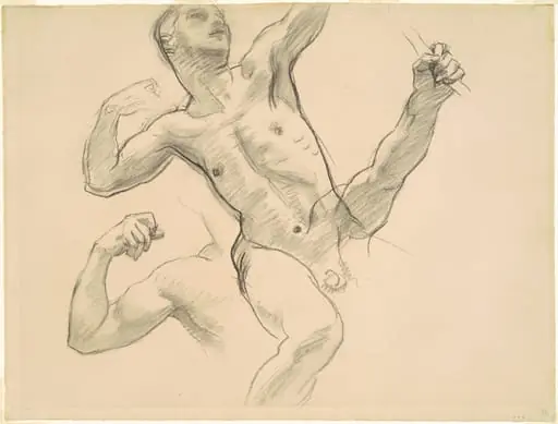 Studies of Achilles for "Chiron and Achilles", by John Singer Sargent, charcoal, 1924