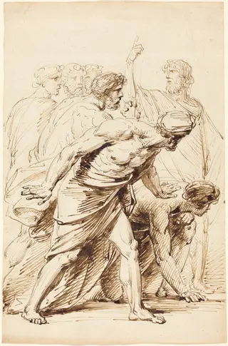 Seven Men in Antique Dress, by Heinrich Füger, ink, 1798