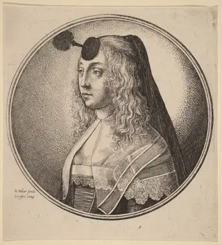 Woman of Antwerp, by Wenceslaus Hollar, ink, 1643
