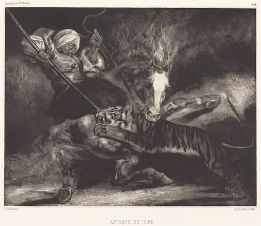 Attaque du tigre, by Louis-Candide Boulanger, ink, 1836