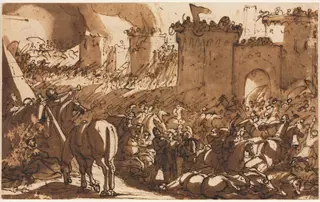 Battle Scene with a Fort, by Antonio Tempesta, 1624