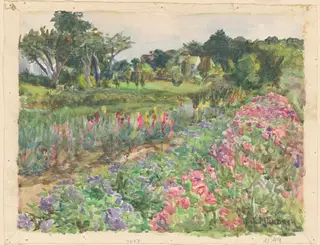 Parmelee Estate in Bloom, by Dora Louise Murdoch, watercolor, 1920