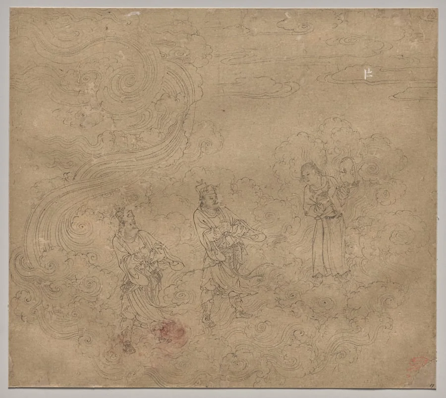 Album of Daoist and Buddhist Themes: Procession of Daoist Deities: Leaf 17, detail