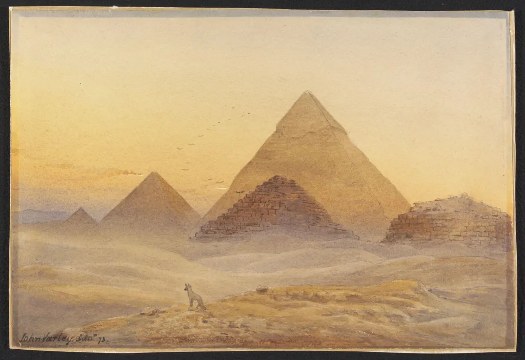 Pyramids at Giza, by John Varley, watercolor