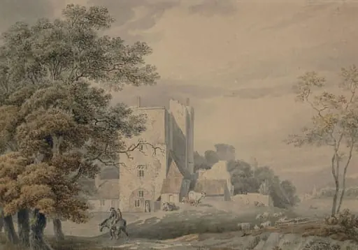 Saltwood Castle near Hythe, by Rooker, watercolor, 1765