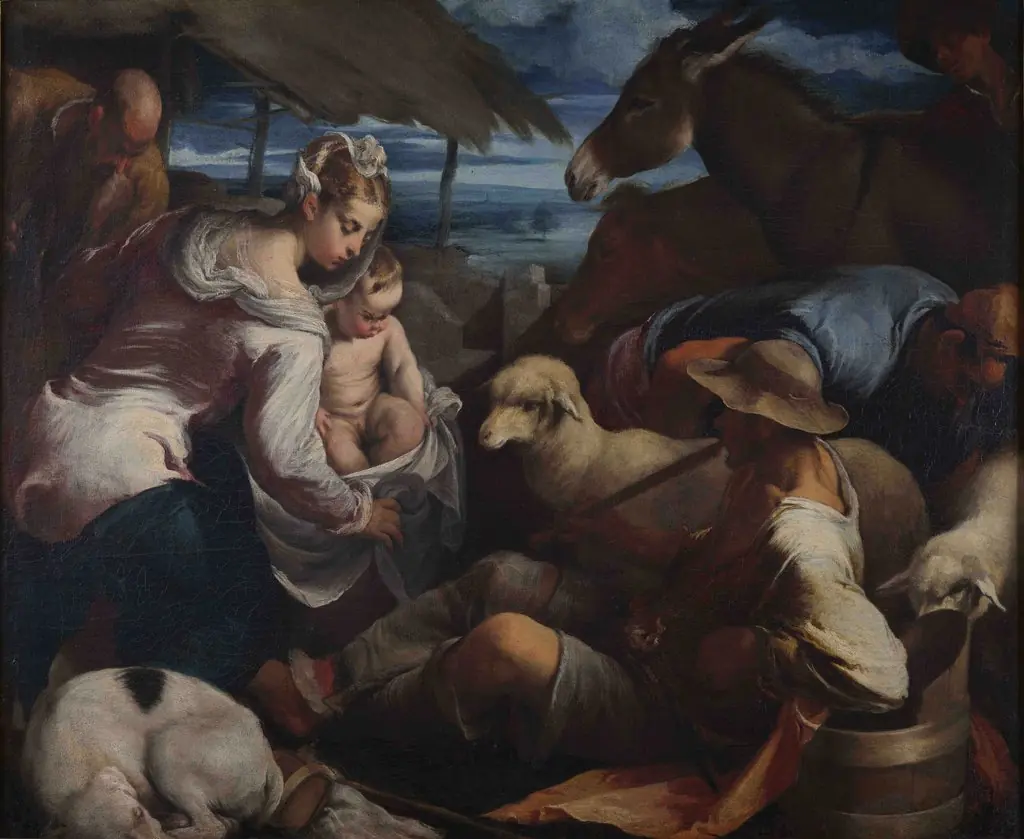 L'Adoration des bergers, by Jacopo Bassano, oil, 1553
