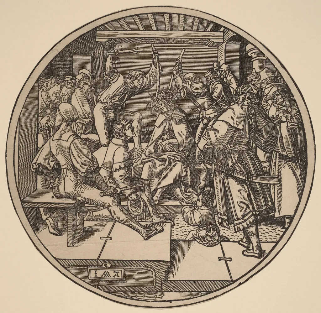 Christ Crowned with Thorns, by Jacob Cornelisz. van Oostsanen, ink, 1511