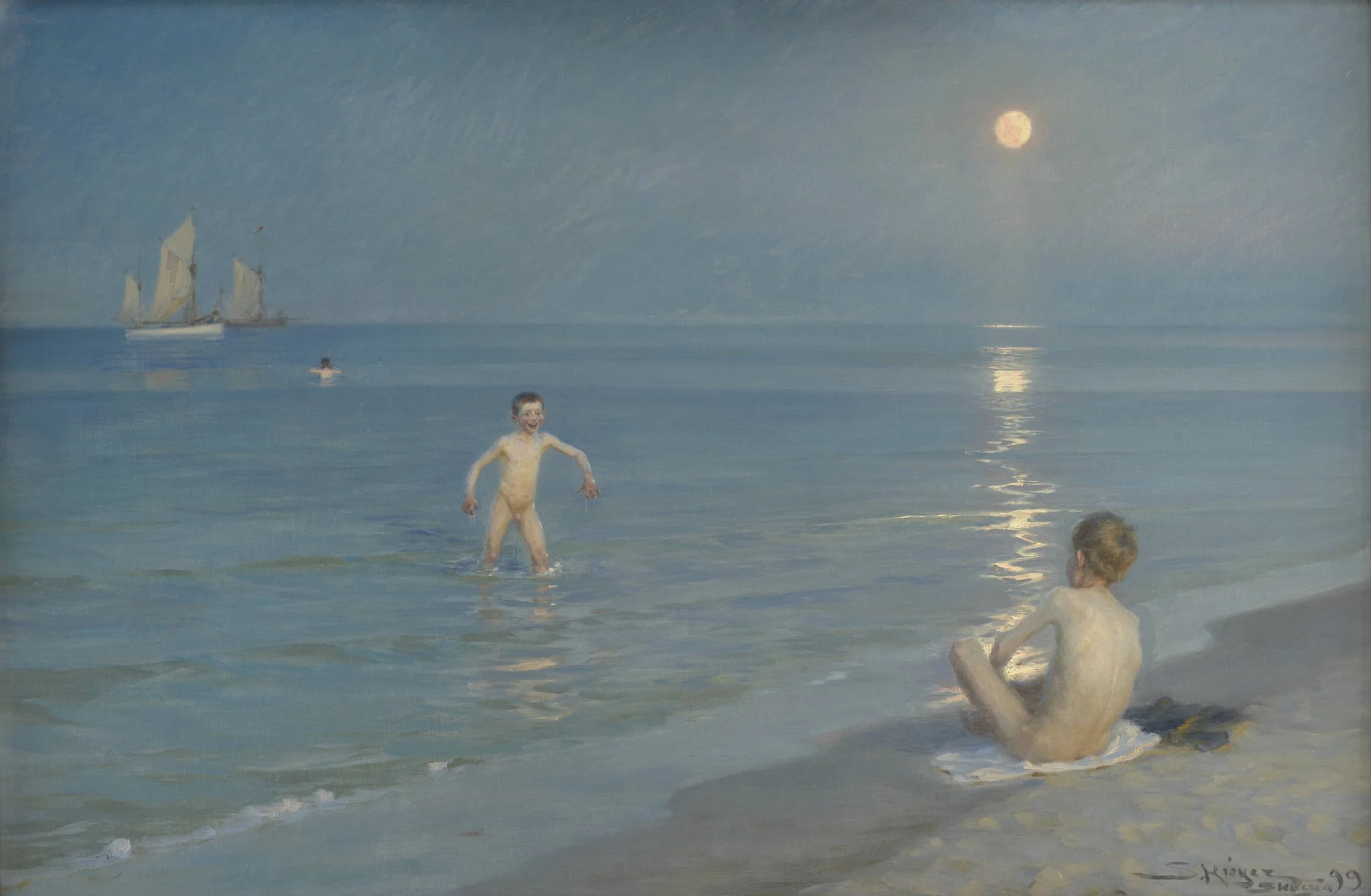 Boys Bathing at Skagen. Summer Evening, detail