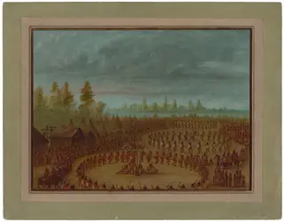War Dance of the Apachees, by George Catlin, oil, 1862