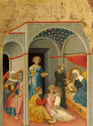 The Nativity of the Virgin, by Andrea di Bartolo, tempera