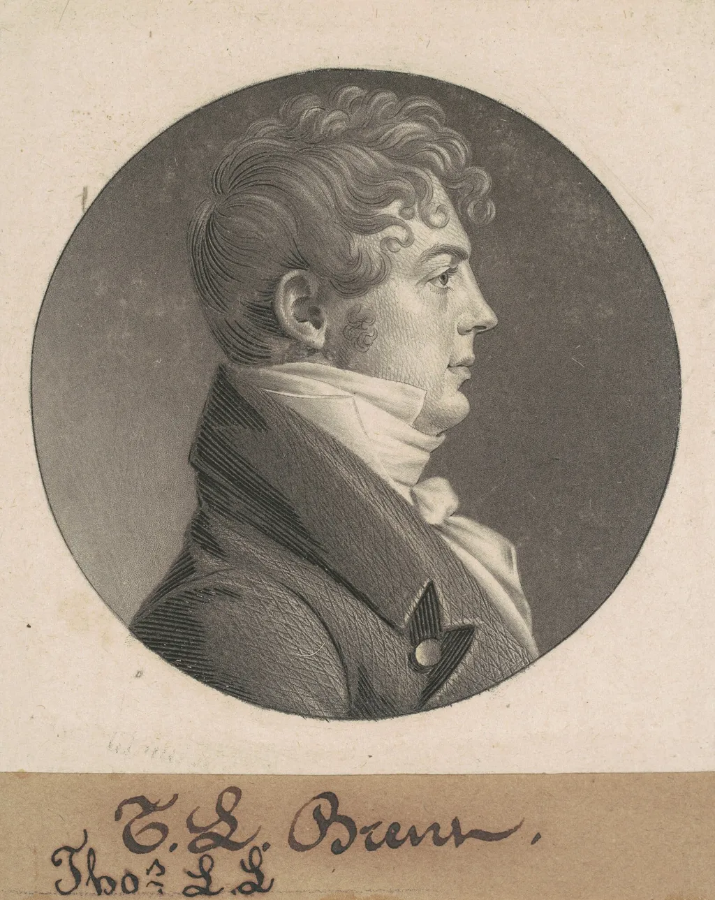 Thomas Ludwell Lee Brant, by Charles B. J. Févret de Saint-Mémin, ink, 1805