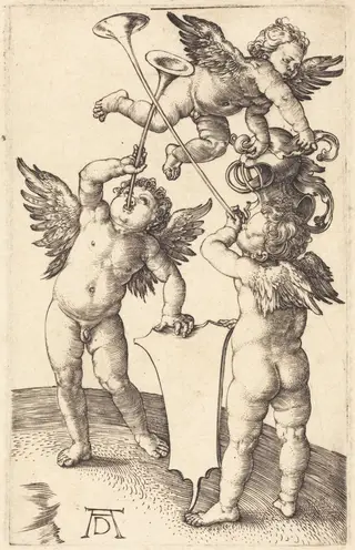 Three Genii, by Albrecht Dürer, ink, 1505