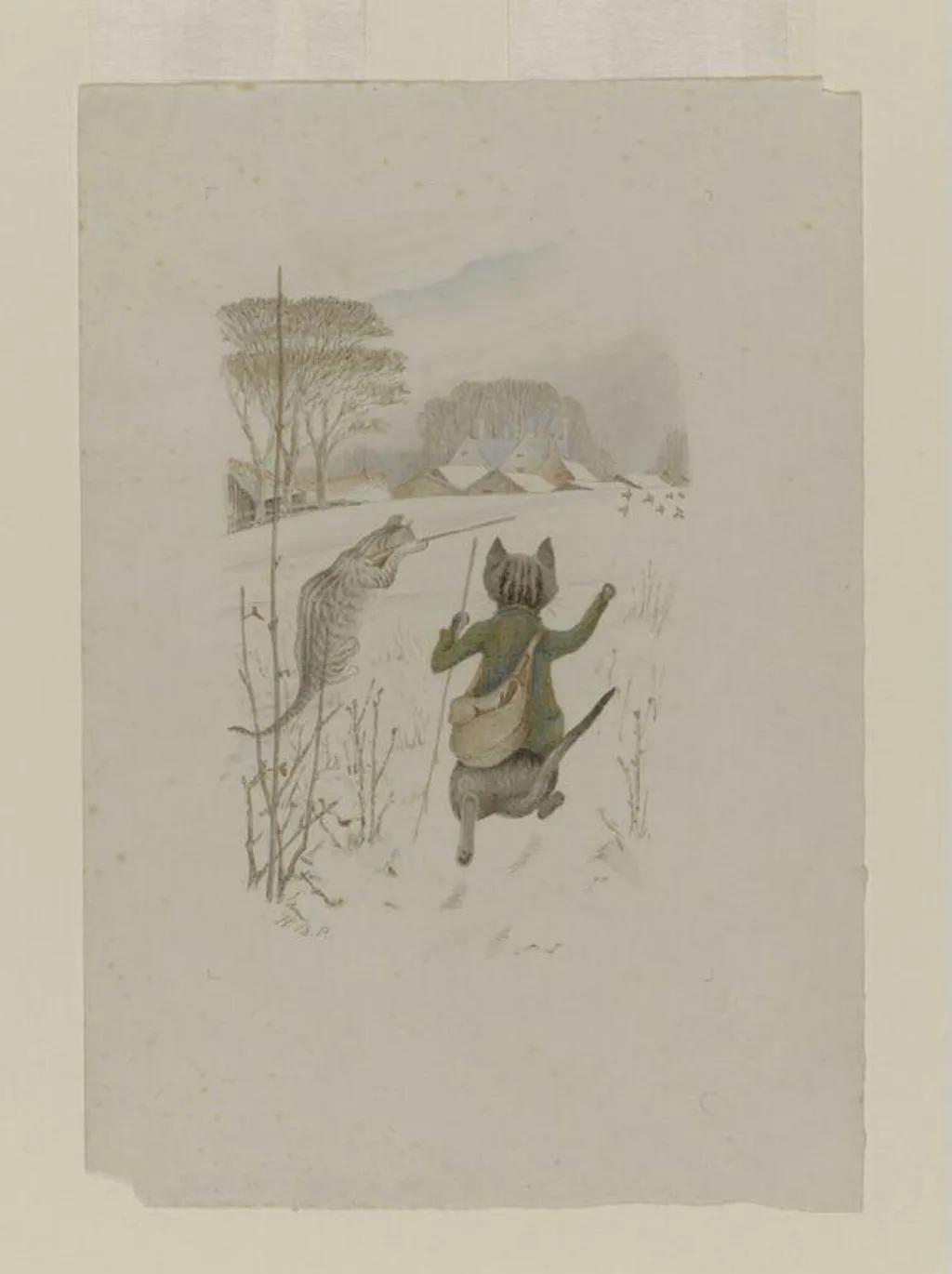 Kittens collect game for the White Cat's supper, by Beatrix Potter, watercolor, 1894