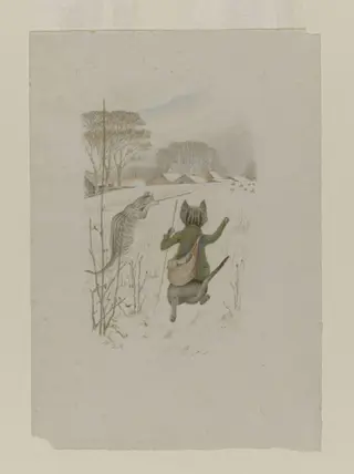 Kittens collect game for the White Cat's supper, by Beatrix Potter, watercolor, 1894