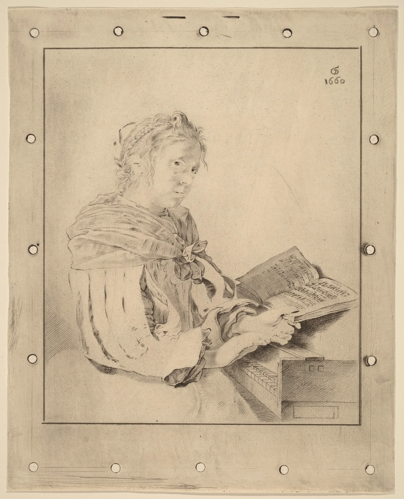 Young Girl at the Keyboard, detail