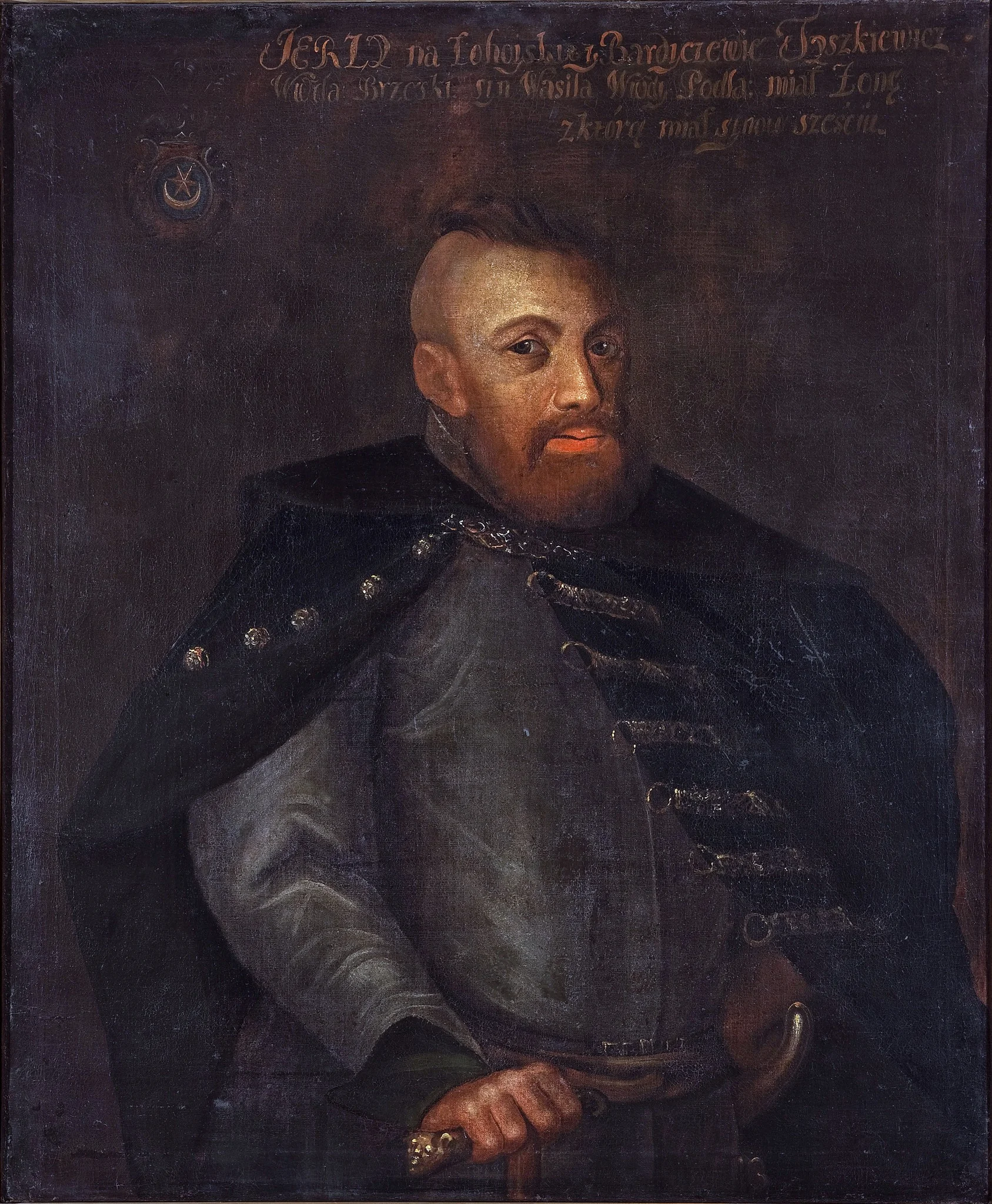 Portrait of Jerzy Tyszkiewicz, Leliwa coat of arms (?–1576), voivode of Brest, detail