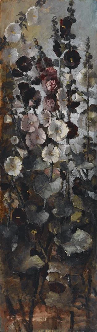 Hollyhocks, detail
