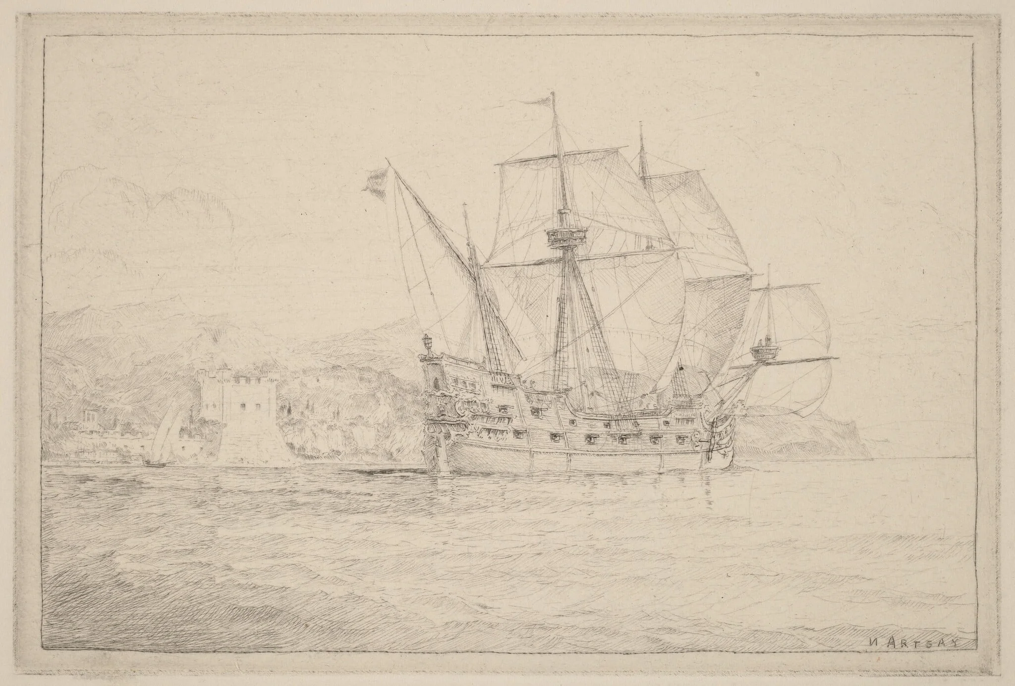 Ship under Sail, detail