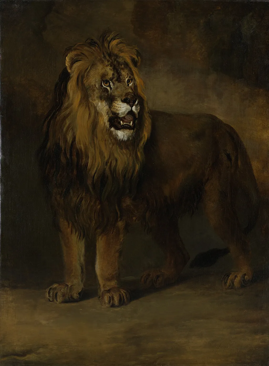 A lion from the Menagerie of King Louis Napoleon, 1808, by Pieter Gerardus van Os, oil, 1808