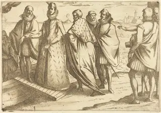 Embarkation at Genoa, by Jacques Callot, ink, 1612