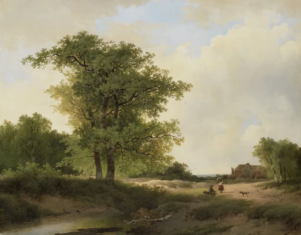 Landscape with Farmstead, by Johannes Warnardus Bilders, oil, 1850