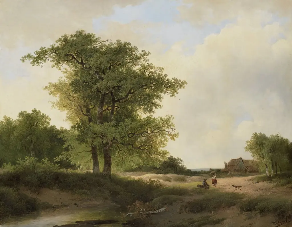 Landscape with Farmstead, by Johannes Warnardus Bilders, oil, 1850