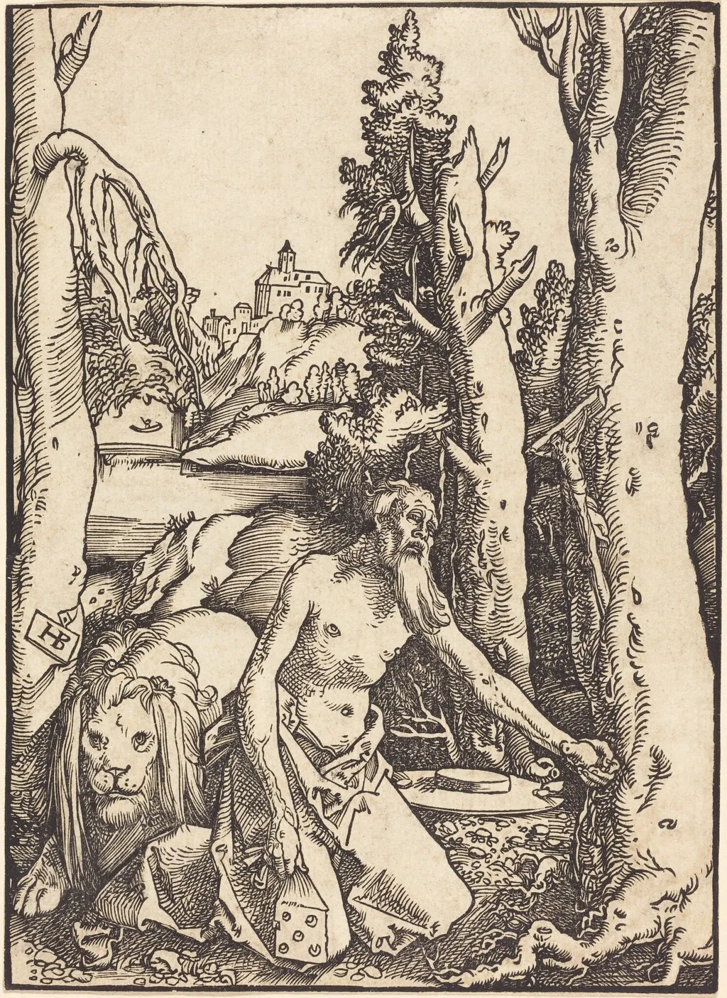 Saint Jerome in the Desert, by Hans Baldung Grien, ink, 1511