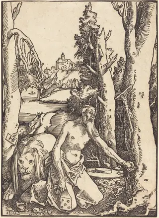 Saint Jerome in the Desert, by Hans Baldung Grien, ink, 1511