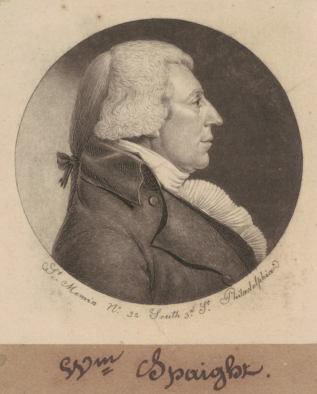 William Spaight, by Charles B. J. Févret de Saint-Mémin, ink, 1798