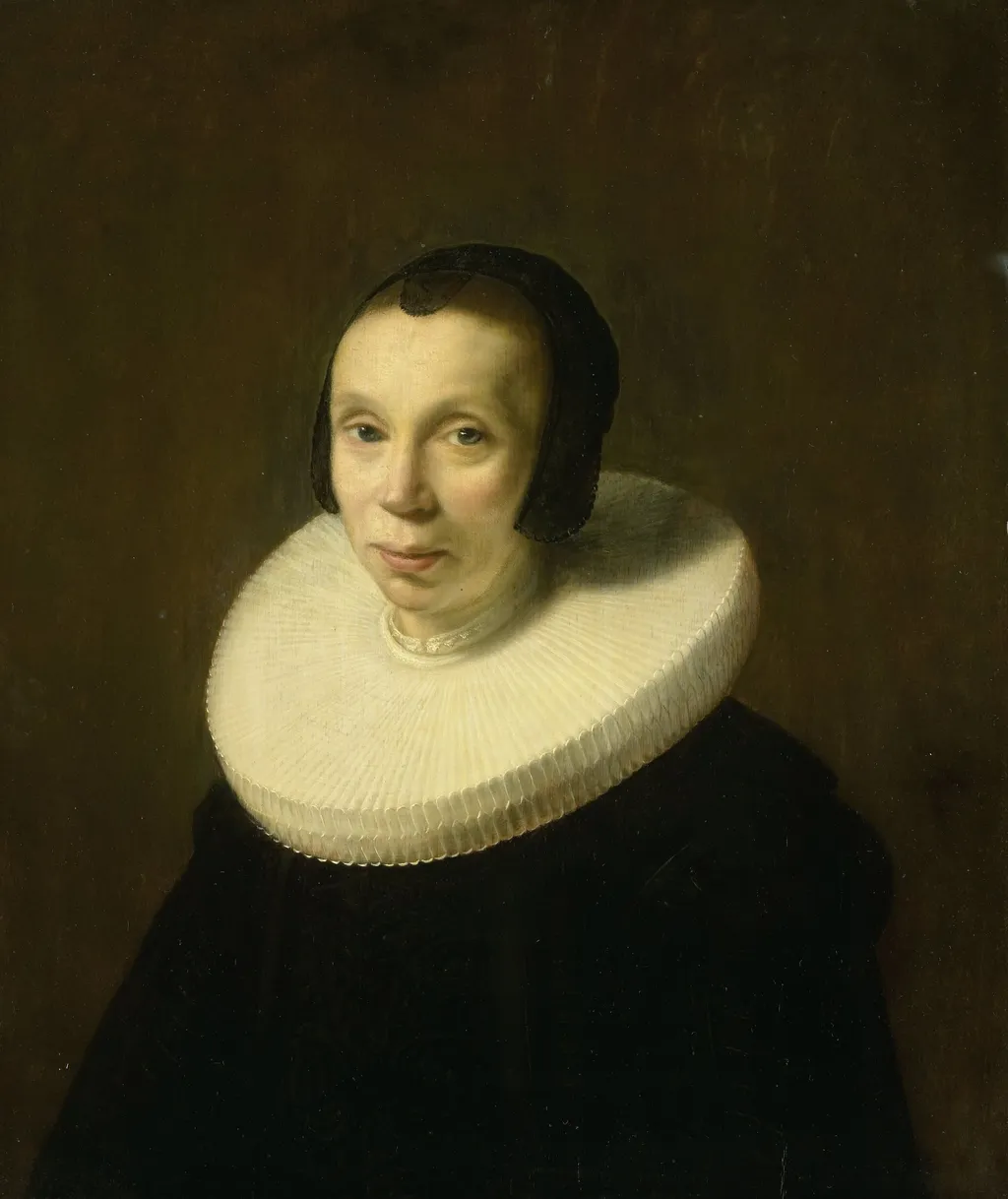 Portrait of a woman, by Abraham de Vries, oil, 1642