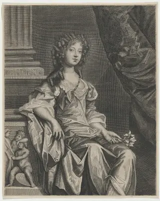 Louise Renee de Penancoet de Keroualle, Duchess of Portsmouth, by Edward Davis, ink, 1662