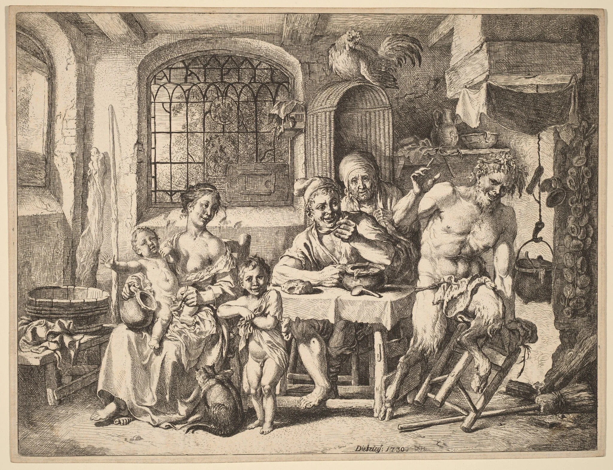 A Satyr Visiting a Peasant Family, detail