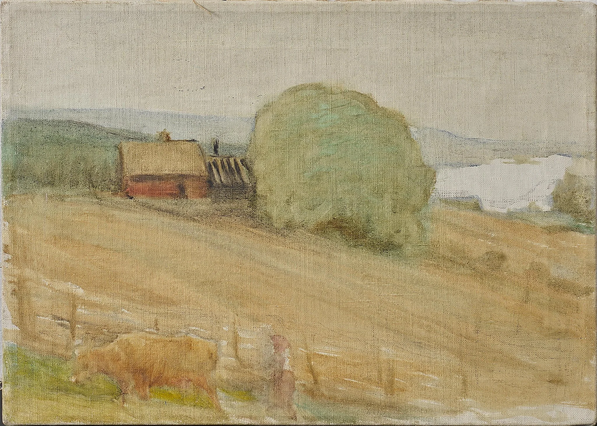 Järvimaisema, luonnos (kehystämätön), detail