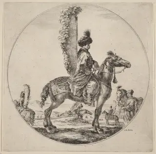 Polish Hussar, by Stefano Della Bella, ink, 1637