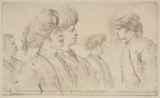 Four Turks and a Black Man, by Stefano Della Bella, ink, 1637