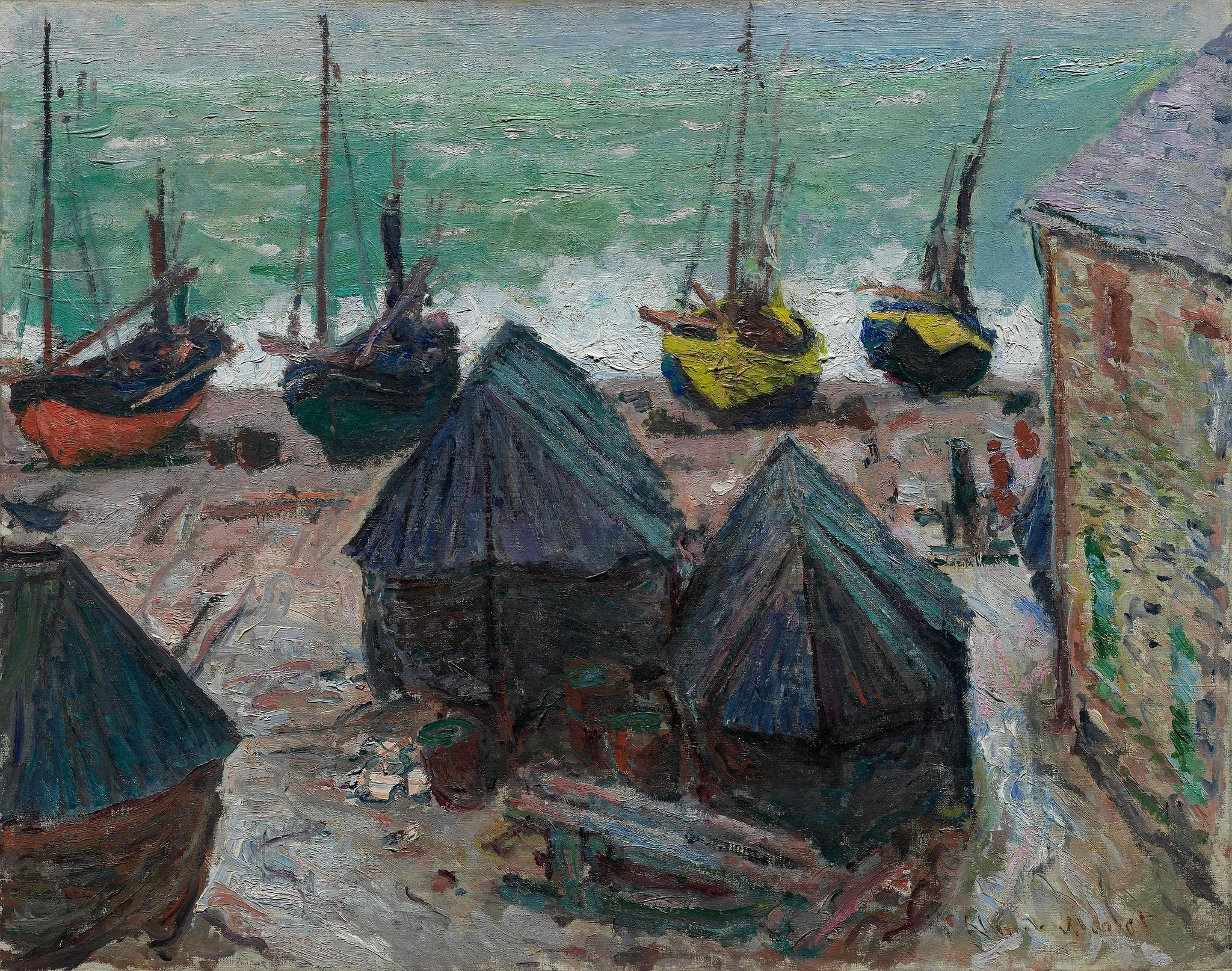 Boats on the Beach at Étretat, detail