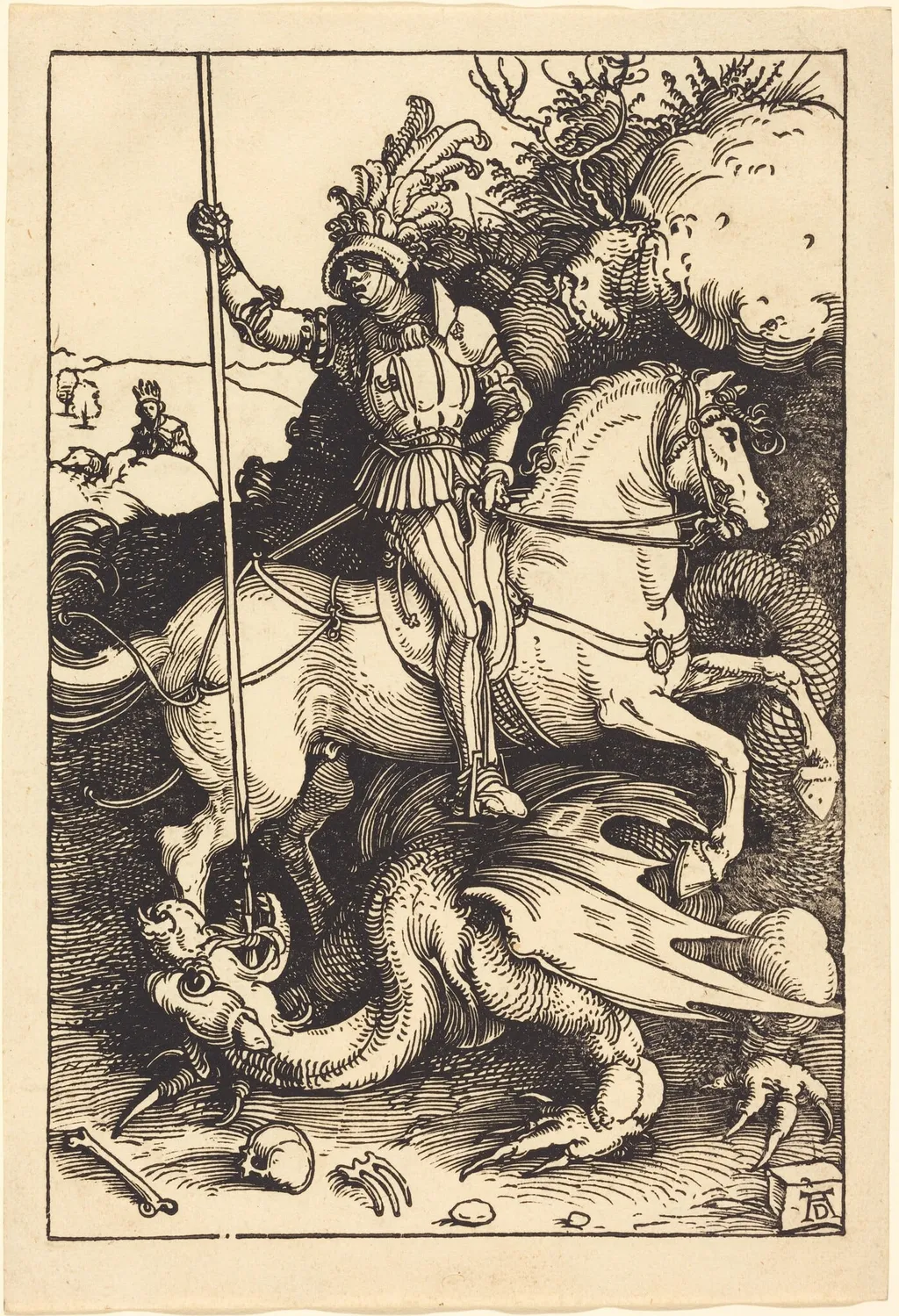 Saint George Killing the Dragon, by Albrecht Dürer, ink, 1502