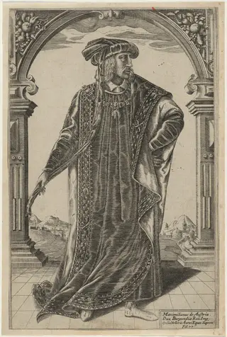 Emperor Maximilian I, by William Rogers, ink, 1602