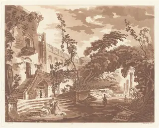 Entrance of the Temple of Serapis at Pozzuoli, by Jean-Claude-Richard, Abbé de Saint-Non, ink, 1767