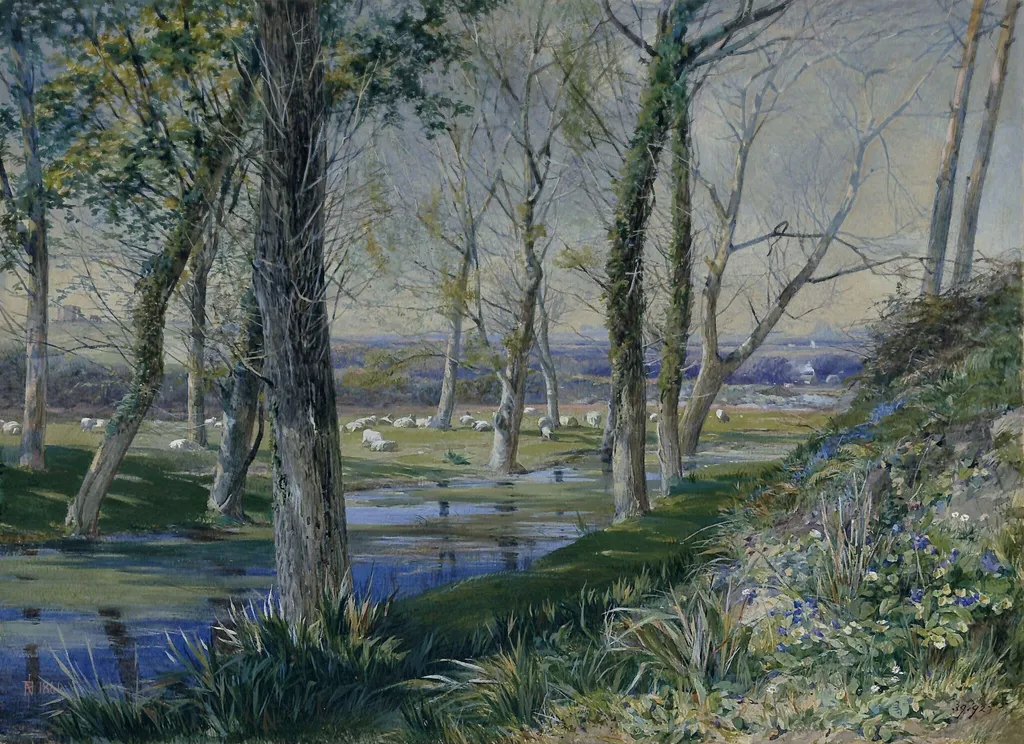 Spring Time, by Paul Jacob Naftel, watercolor, 1864