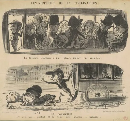 La difficulté d'arriver a une place, by Honoré Daumier, ink, 1853