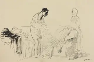 Discharged from Military Service, by Jean-Louis Forain, ink, 1916