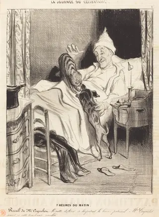 7 heures du matin, by Honoré Daumier, ink, 1839