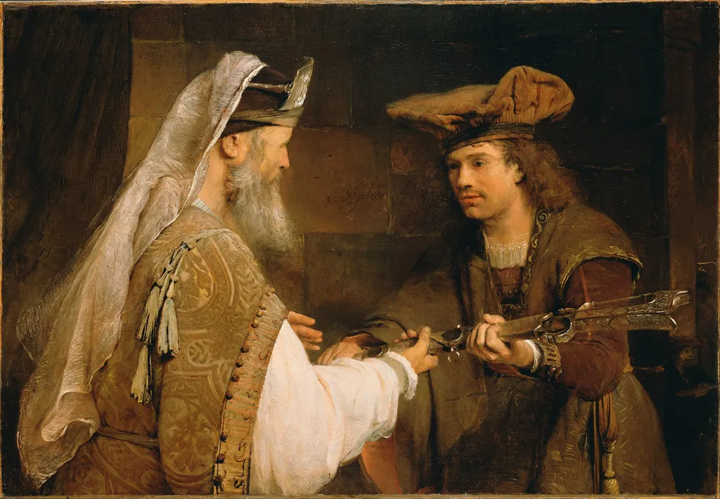 Ahimelech Giving the Sword of Goliath to David, by Arent de Gelder, oil, 1690