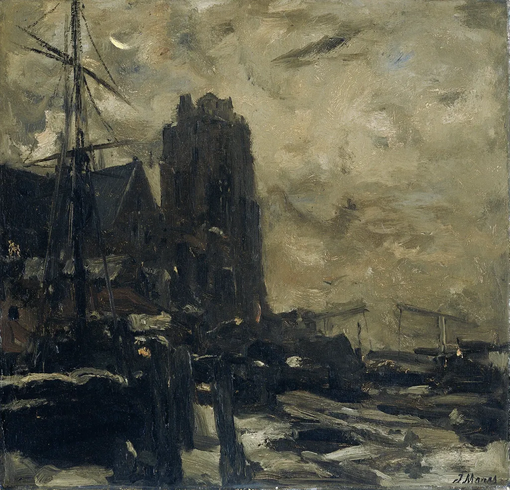Evening at Dordrecht, by Jacob Maris, oil, 1892