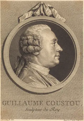 Guillaume Coustou, by Augustin de Saint-Aubin, ink, 1770