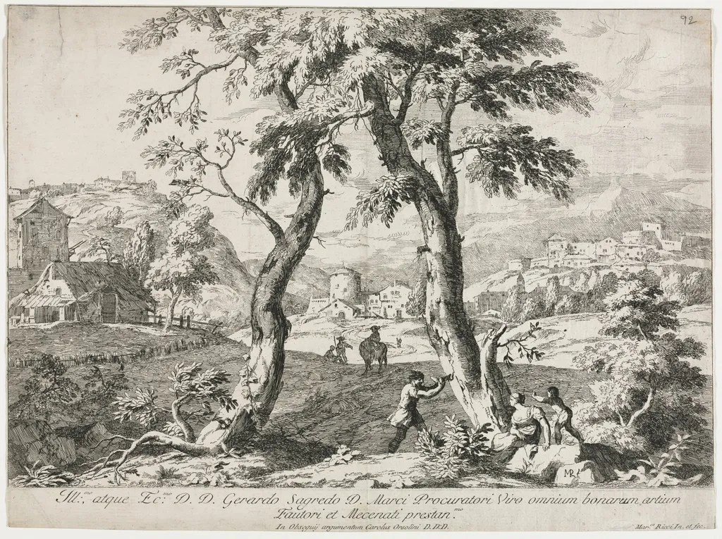 View of a Village with Figures in the Foreground, by Marco Ricci, 1723